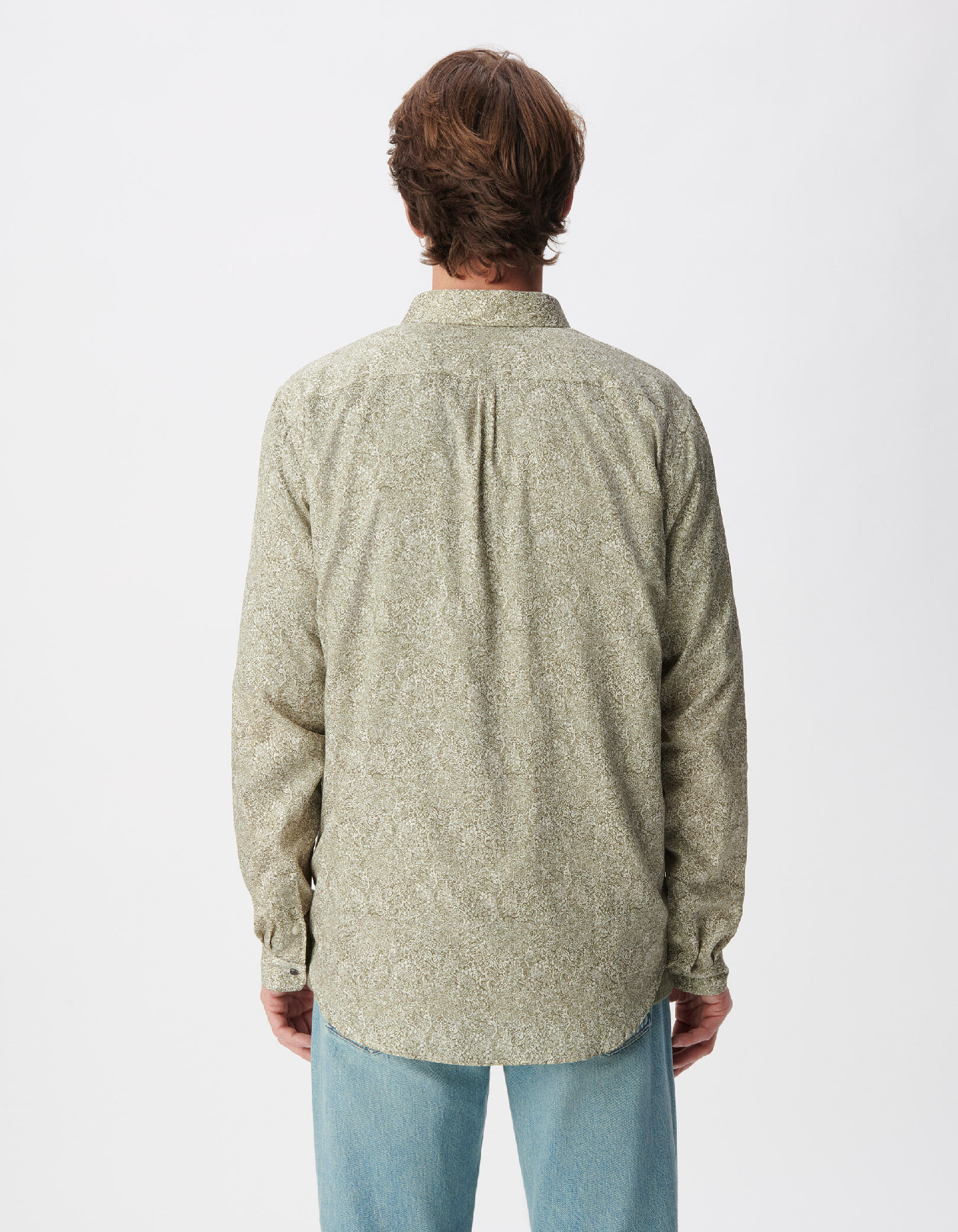 Chemise regular kaki imprimé végétal Homme