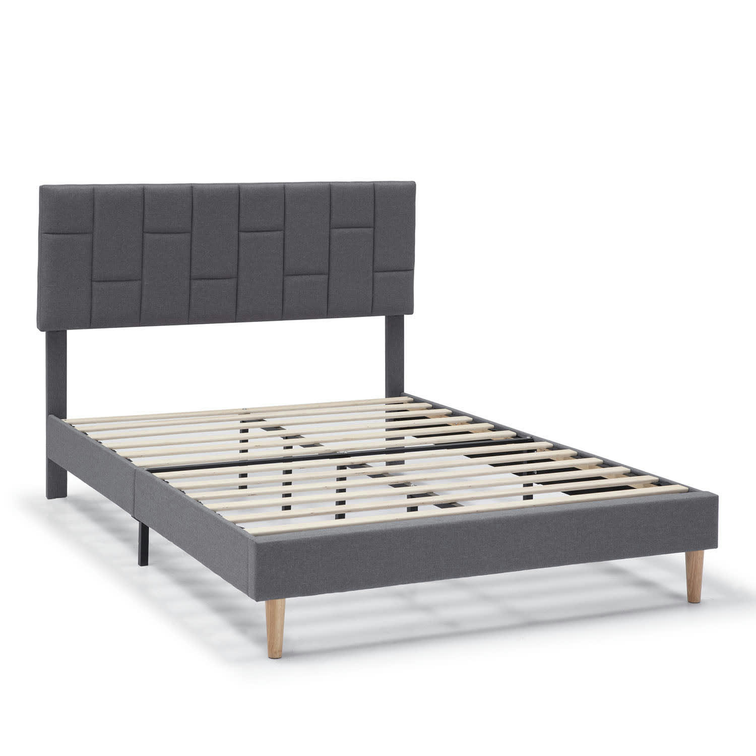 SORNI - Cadre de lit rembourré 30 cm, 135/140x190 cm, Gris foncé