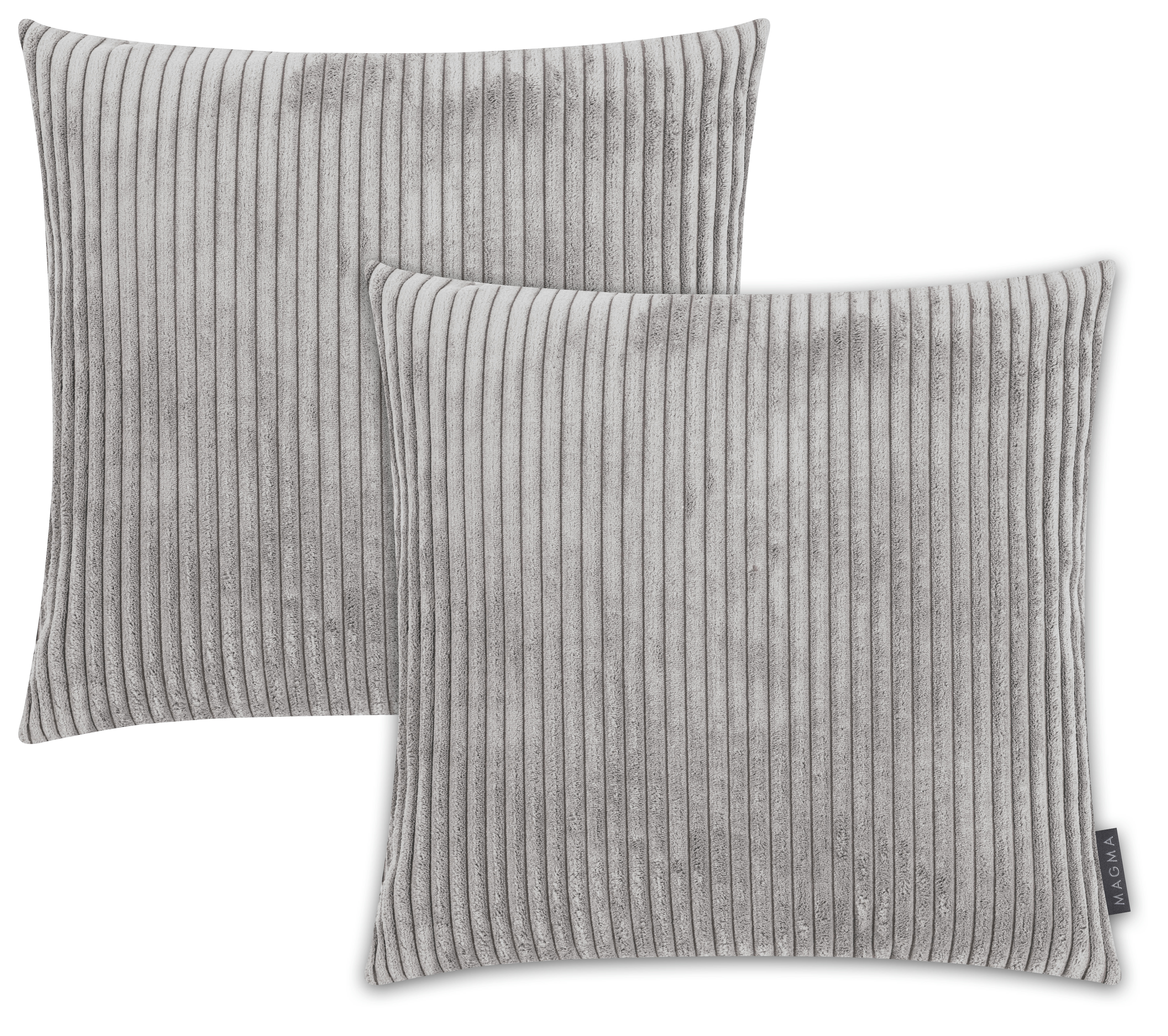 SHARA - Housses de coussin velours côtelé gris - Lot de 2 - 45x45