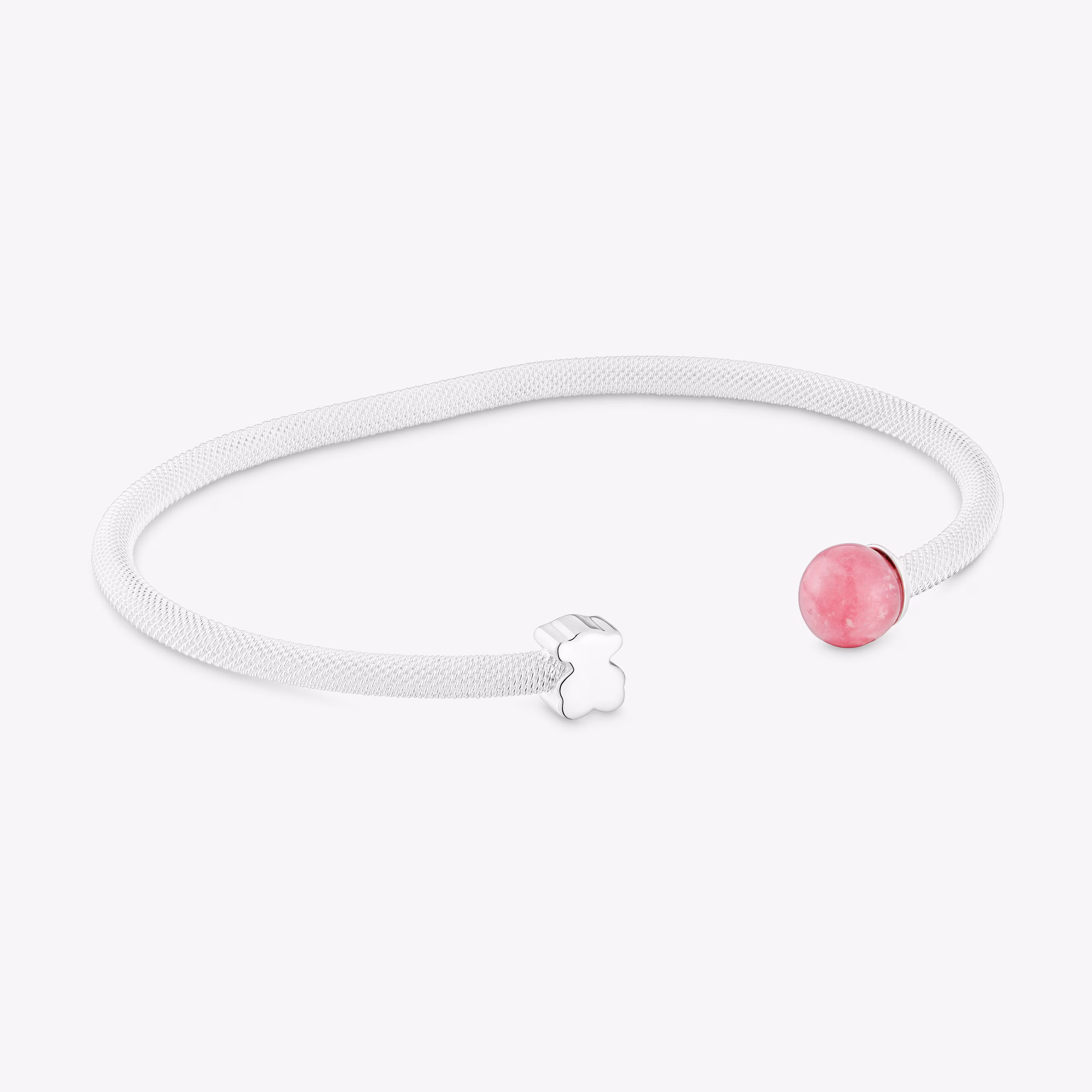 Pulsera esclava de plata y rodonita Icon Mesh