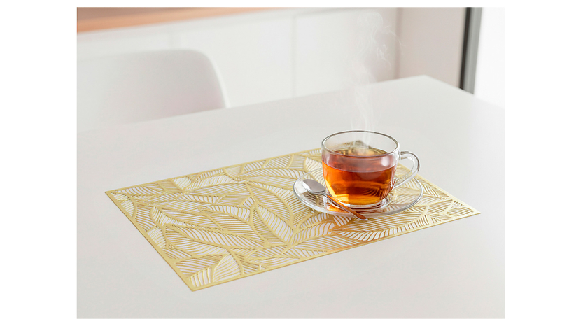 Mata dekoracyjna pvc Liście 45x30 cm złota