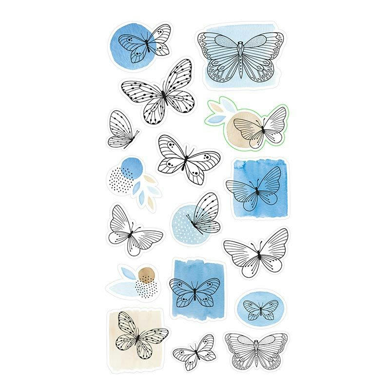 PAPILLONS - 17 stickers puffies Papillons