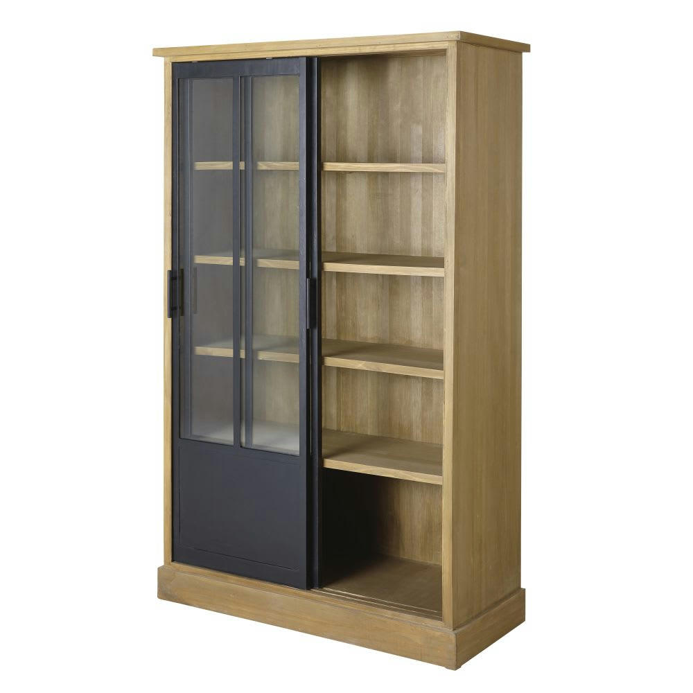 Ventura - Vitrine 2 portes en pin massif et verre trempé