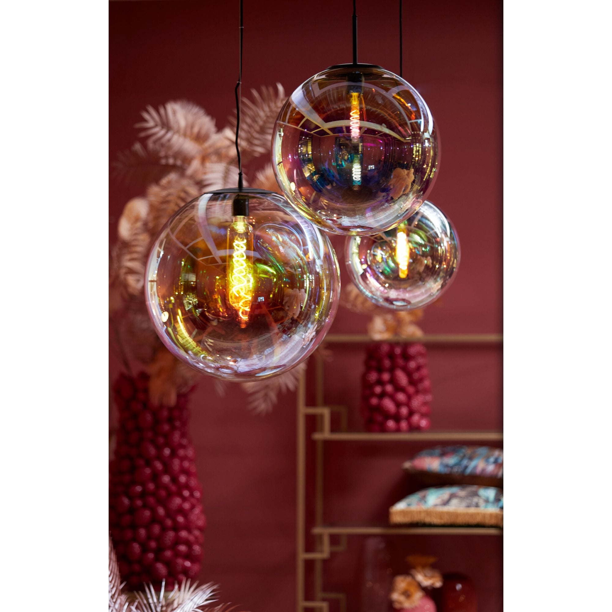 Light & Living Hanglamp Medina - Multicolor Glas - Ø40cm