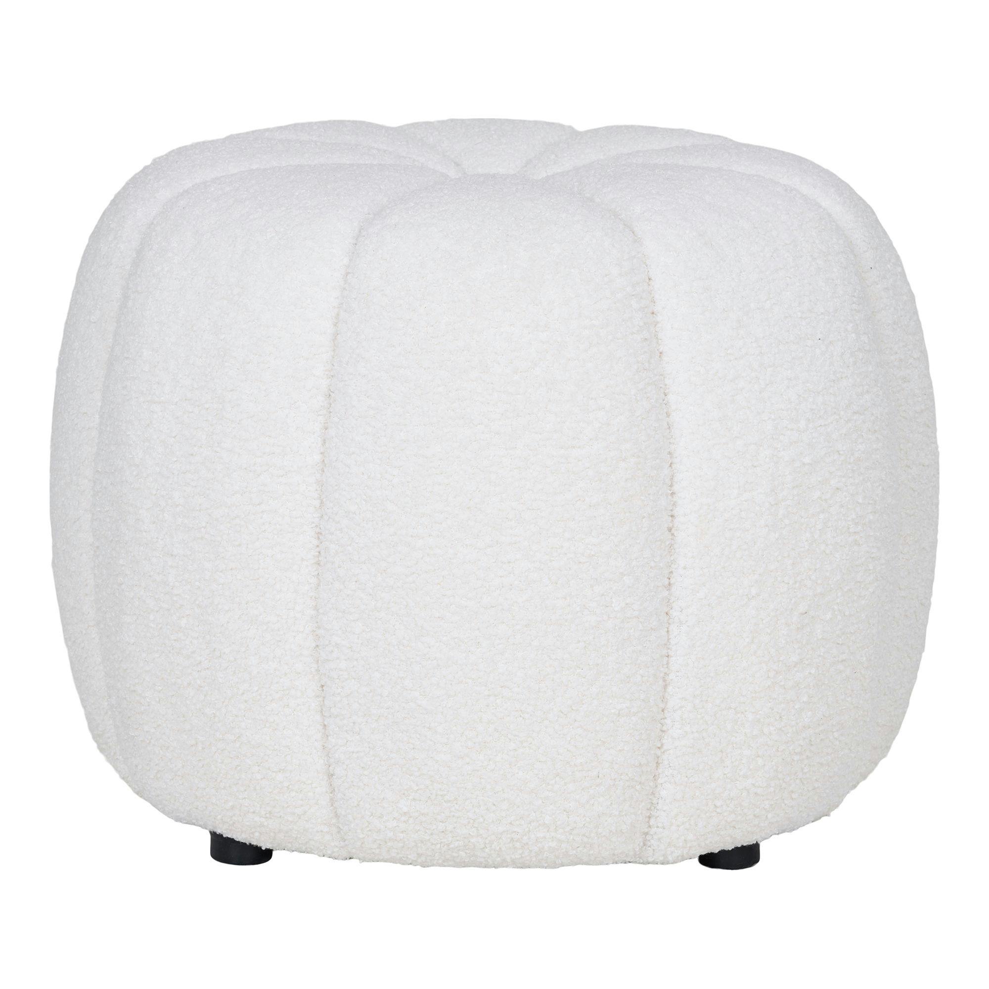 Pouf en tissu blanc cassé BERLIN