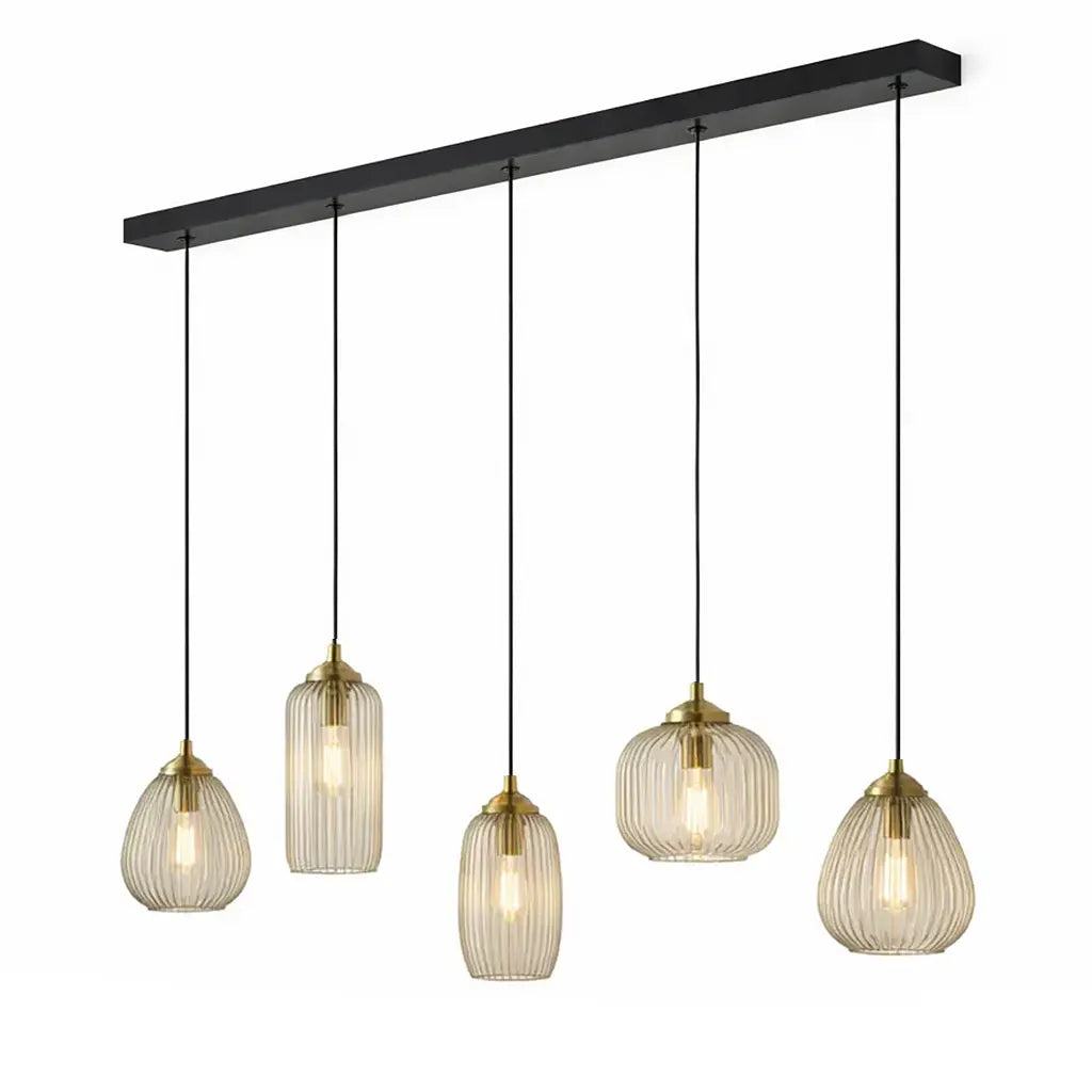 Ylumen hanglamp Stripe - 5 lichts - 120 x 150  cm - zwart