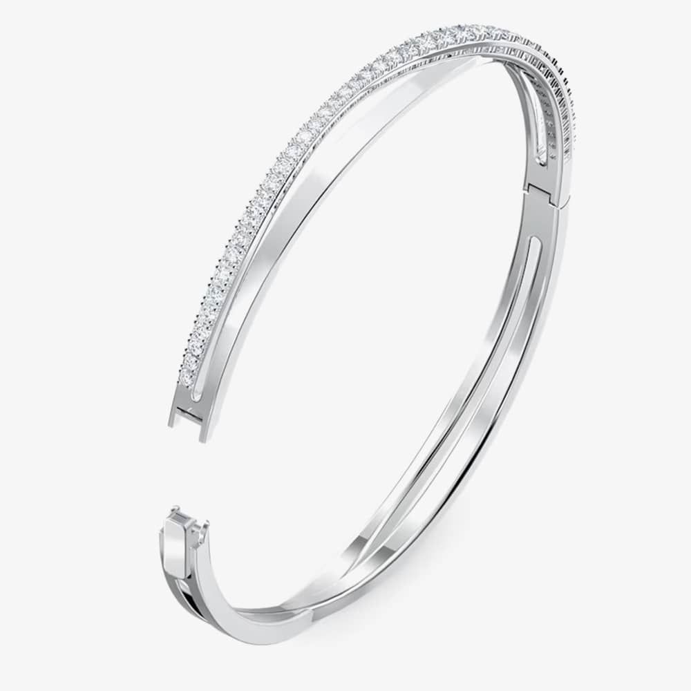 Swarovski Twist Cross Over White Crystal Bangle 5572725 S