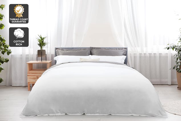 NNEKGE 1200TC Cotton Rich Quilt Cover Set (White Queen)