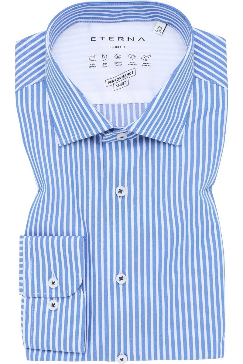 ETERNA Performance Slim Fit Hemd blau, Gestreift