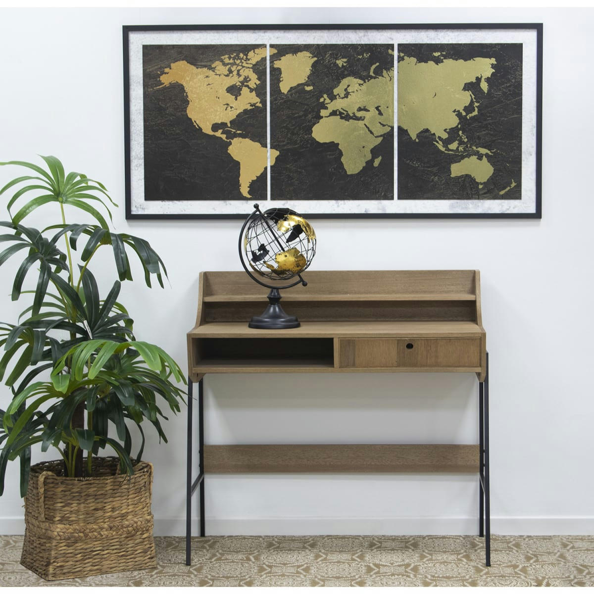 - Bureau bois et métal 103x48x97cm