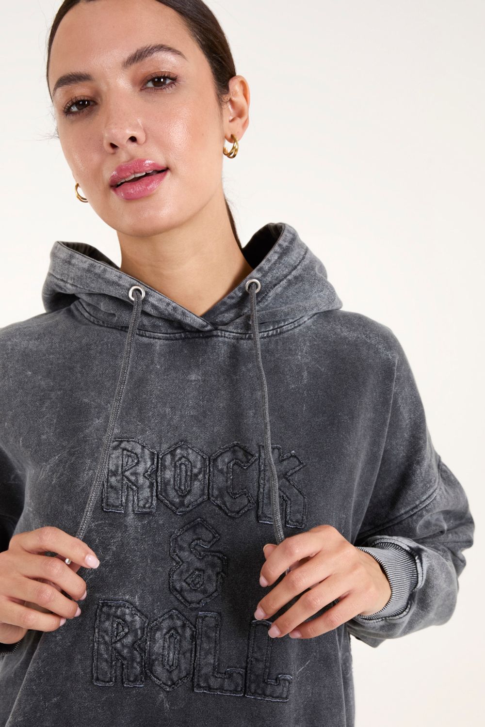 Blue Vanilla Rock & Roll Acid Wash Hoodie
