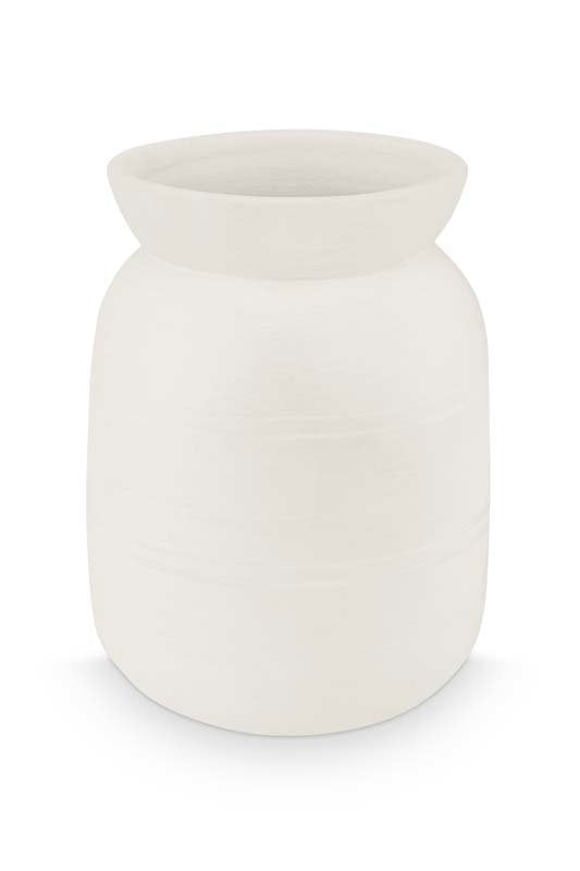 vtwonen Vaas - Terracotta - Wit - 27x35cm