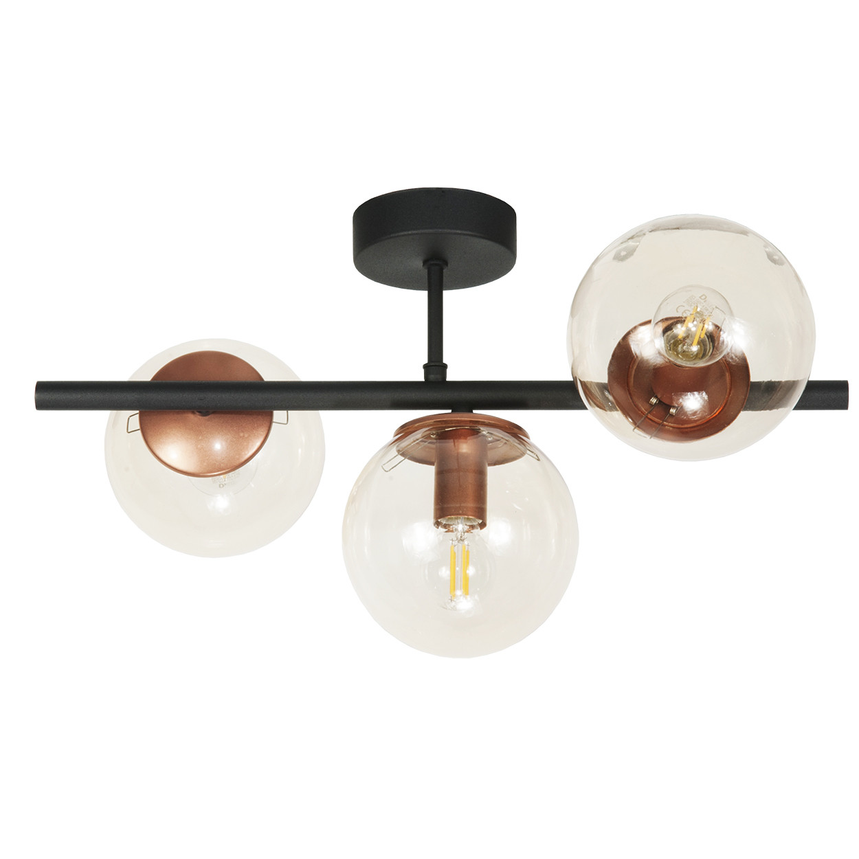 Lampa sufitowa EDYLIT czarna kule miodowe nad stół 3xE14 ULMA 13-868
