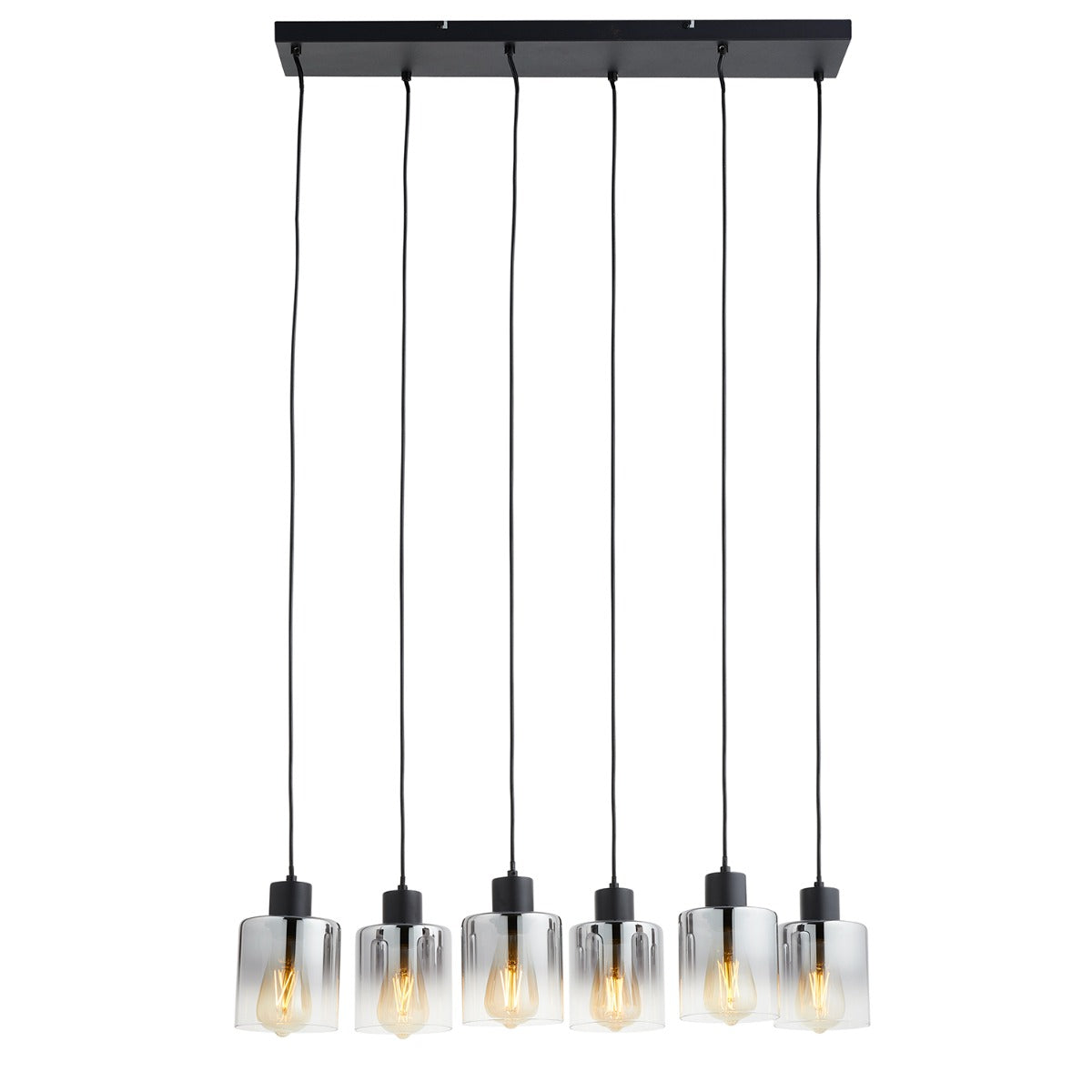 Lighto | Design hanglamp zwart met smoke glas 6-lichts | Nala