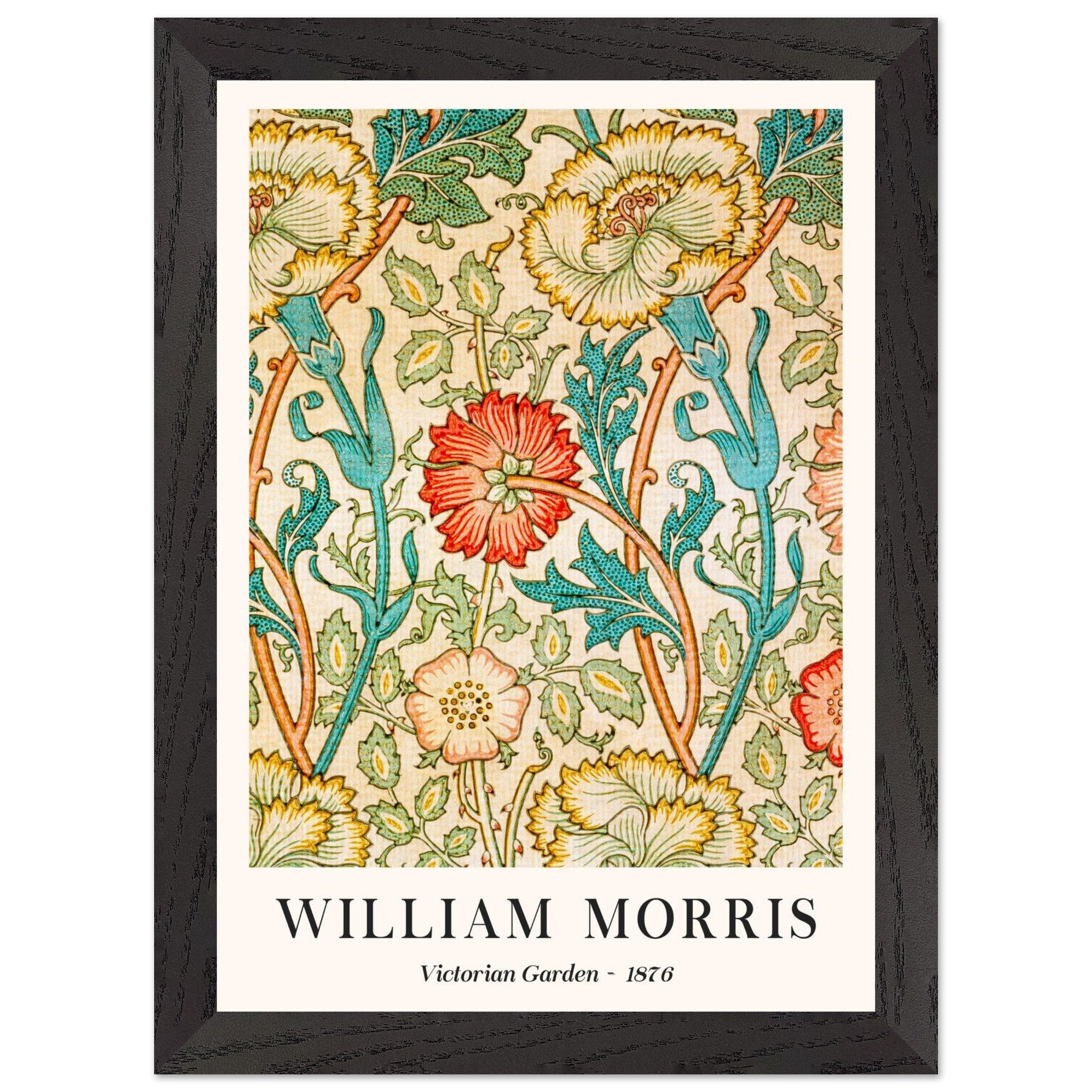 Artfulprints Poster met Lijst William Morris - Victorian garden 1876  - A4 21x29.7 cm - Groen