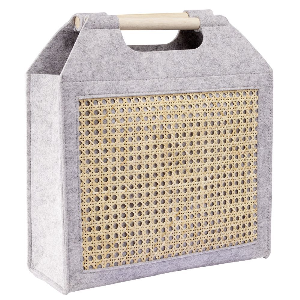 Panière feutrine et bambou grise Moyen modèle 42x14xH38cm