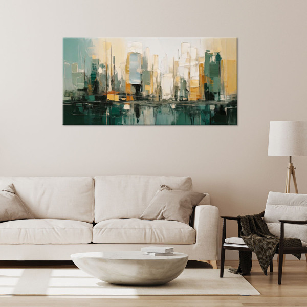 Feeby Obraz na płótnie, Abstrakcyjne Miasto Zieleń 80x40