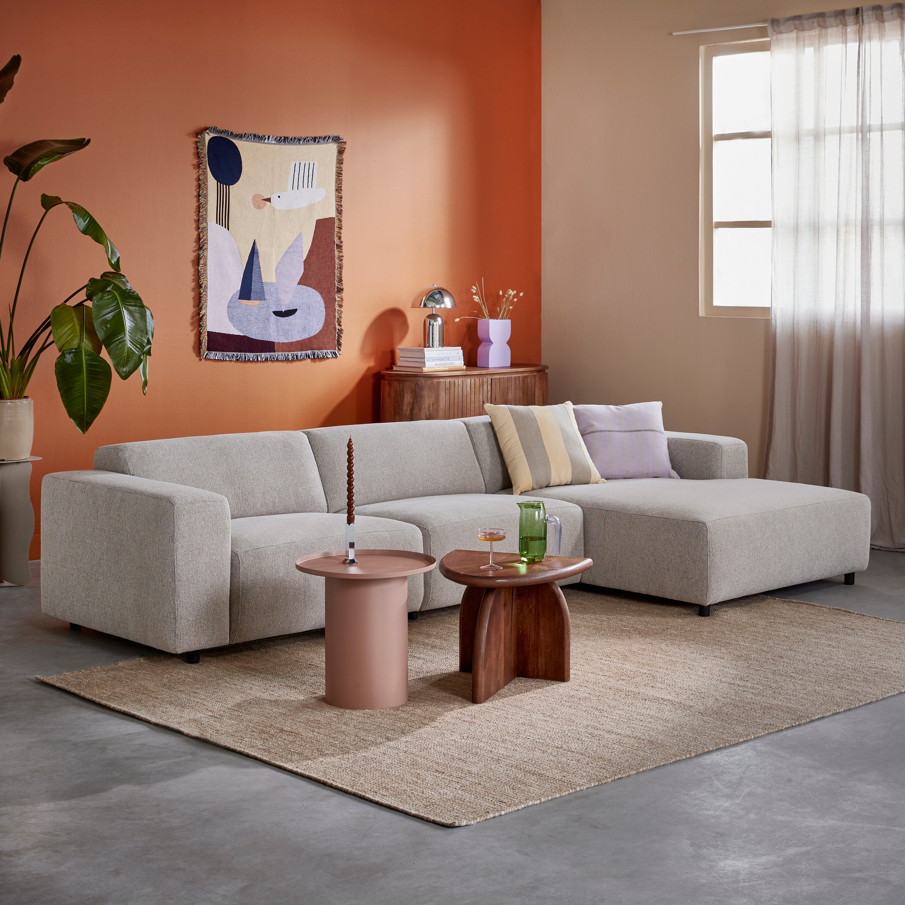 by fonQ Nova Hoekbank met Chaise Longue Rechts - Naturel Melange