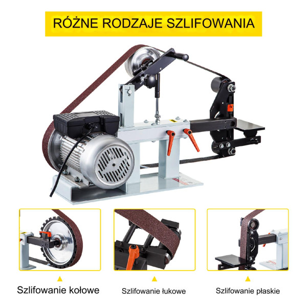 Szlifierka taśmowa 2x82" 1.5kW 3w1 stalowa do metalu drewna ostrzenie noży