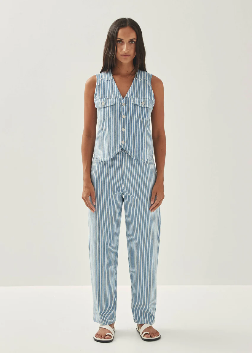 Lorenza Stripes Blue White Denim Trousers