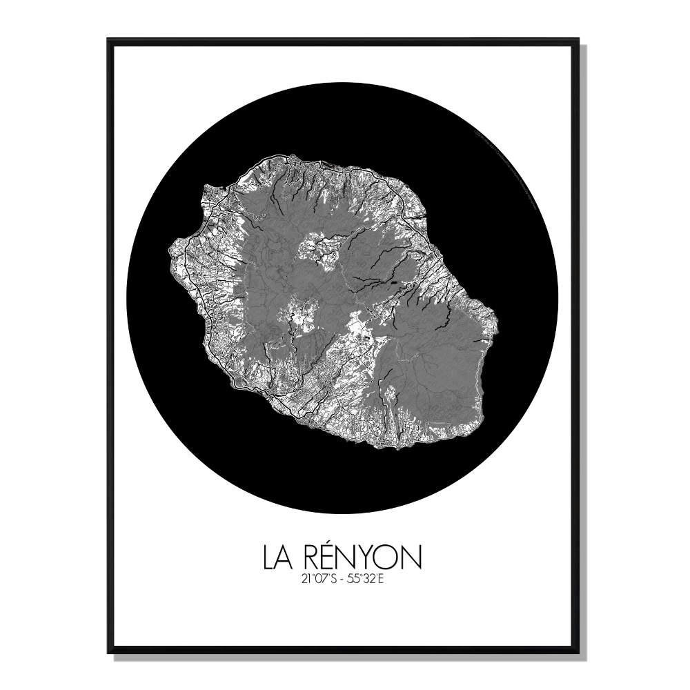 - Affiche La Réunion Carte ronde 40x50