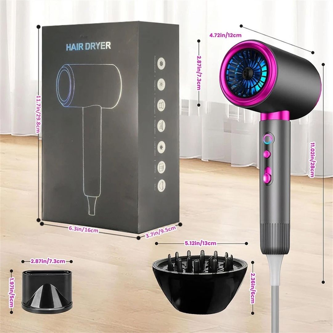 SPETLEK 2400W Negative Ion Hair Dryer Powerful Fast Drying Grey