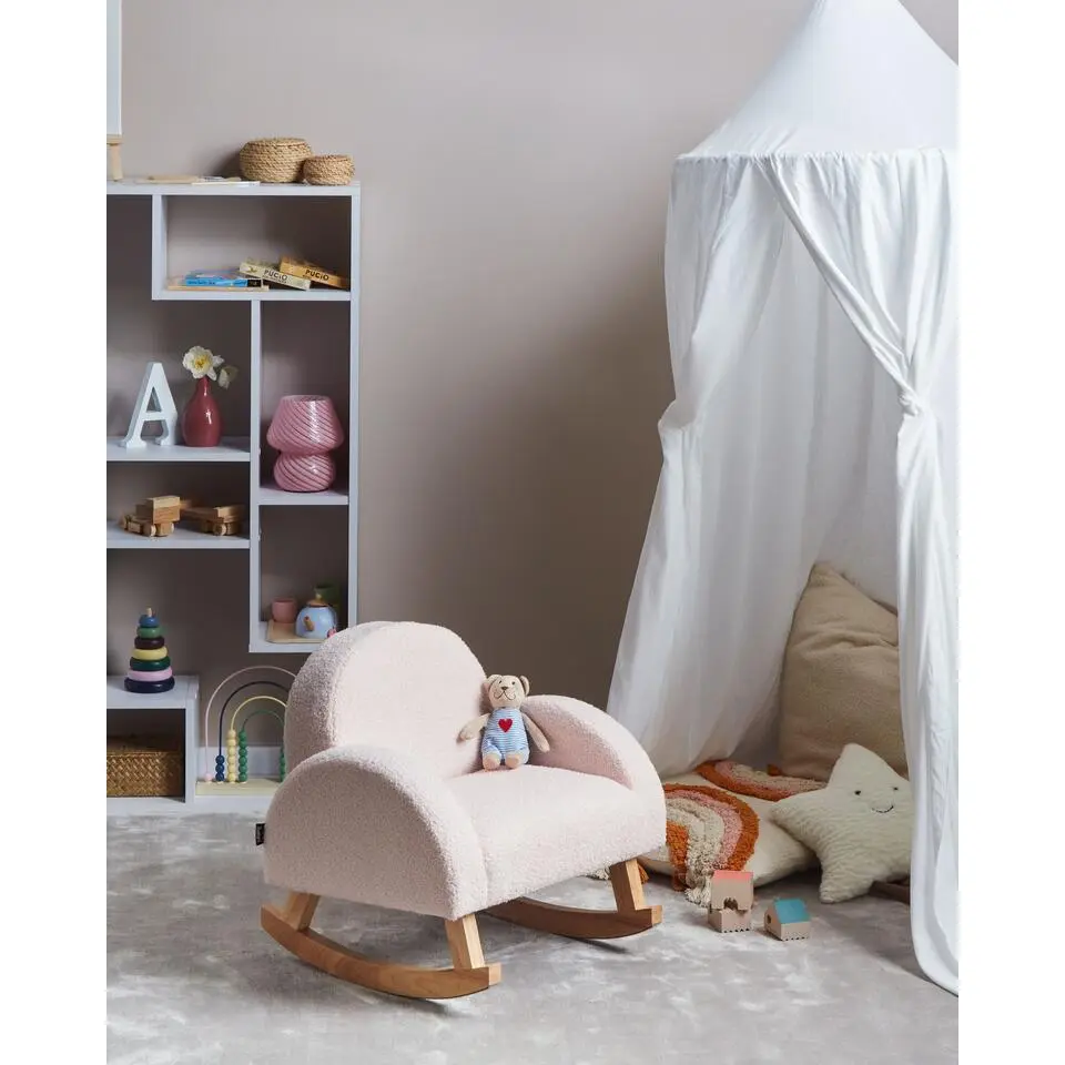 HUG - Schommelstoel voor kinderen - Pastelroze - Boucl&eacute;