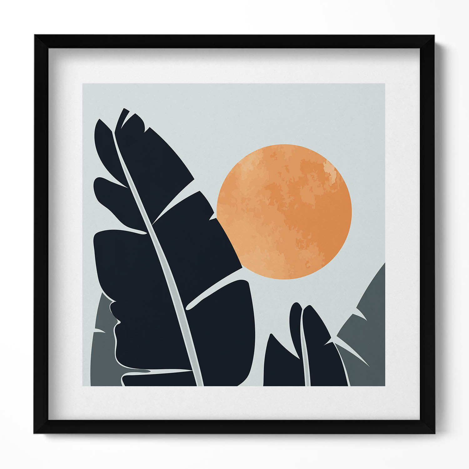 Obraz w czarnej ramie MDF, Minimalistyczne rośliny 50x50 cm