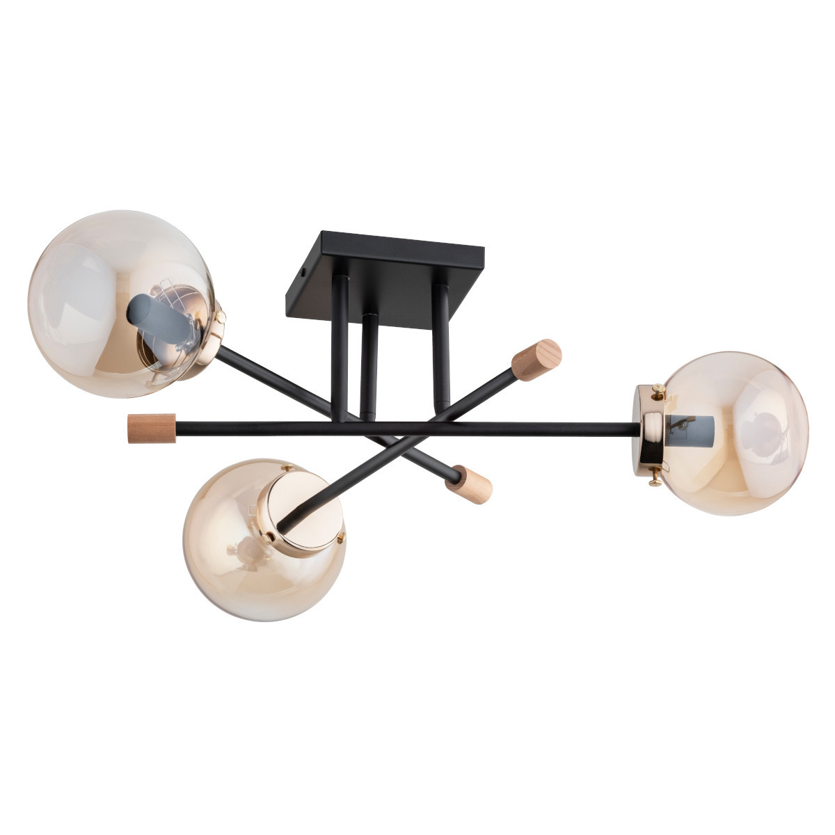Lampa sufitowa TRANSFERczarno-złoto-bursztynowa 3xE14x10W IP20 Alfa