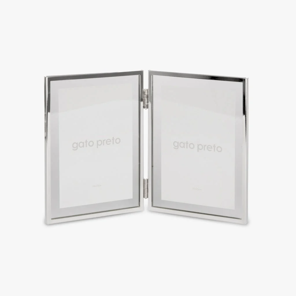 Moldura Dupla Vertical Prateada  10x15 SHINY & BRUSHED