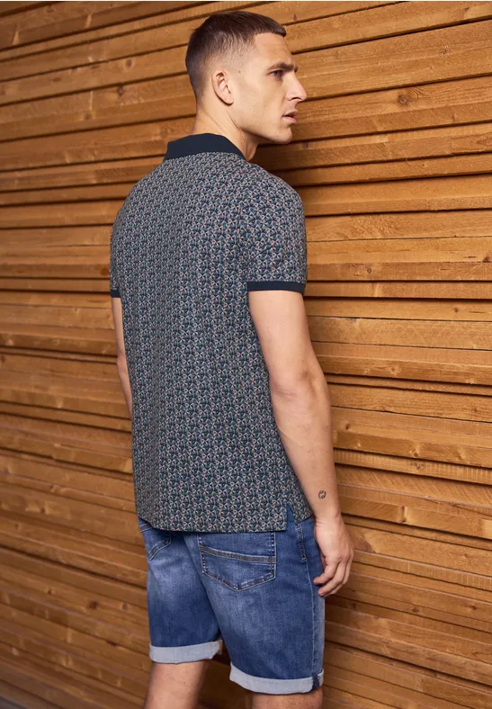 Gemustertes Piqué Poloshirt