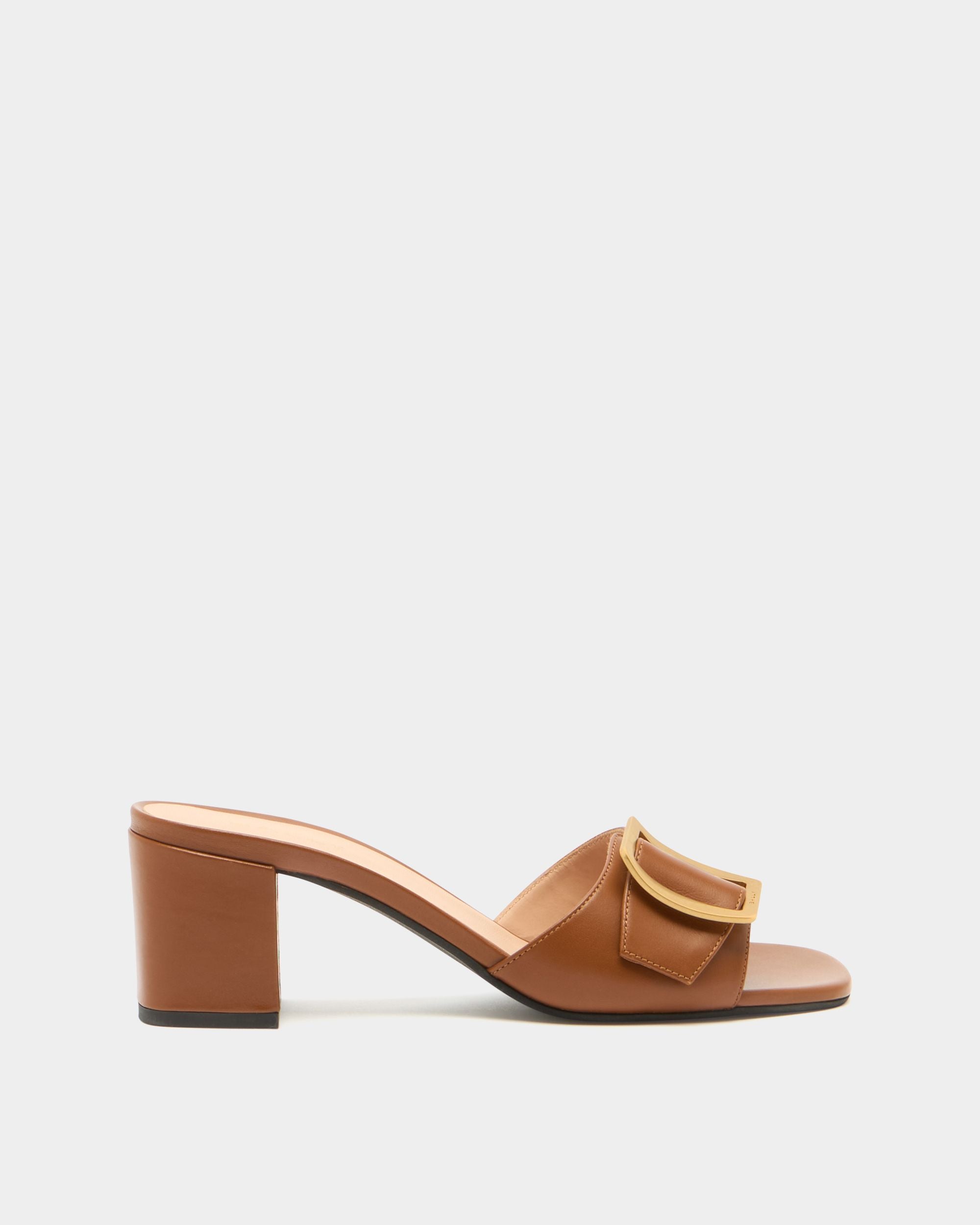 Pantolette Boucle aus Leder in Amber Brown