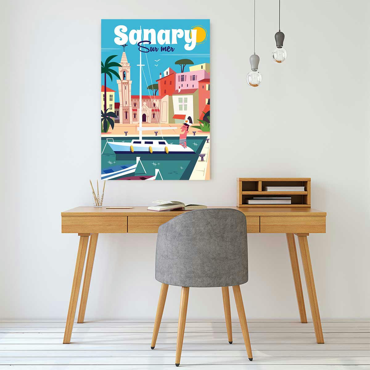 - Tableau vacances à sanary imprimé sur toile 60x90cm