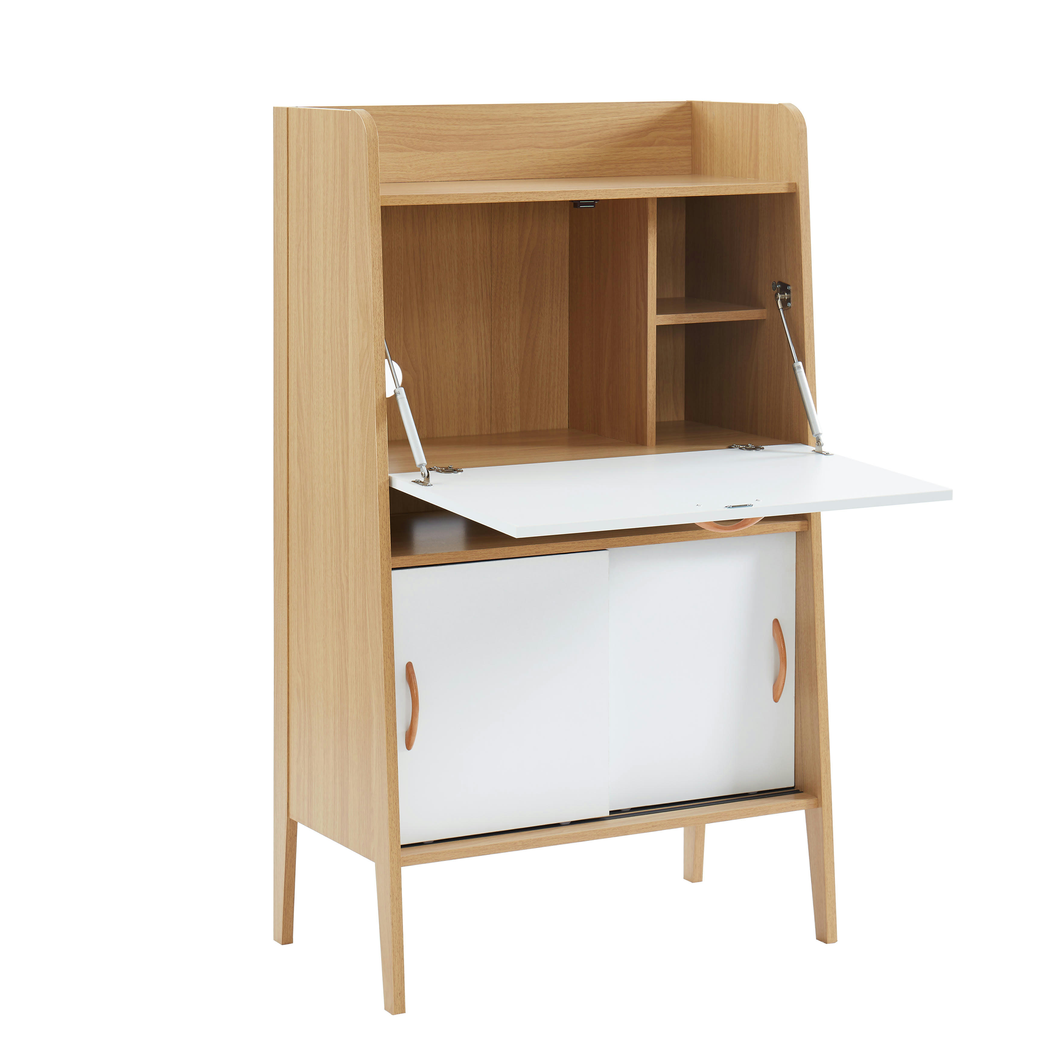 SMART - Secrétaire   blanc et effet bois et chêne  75cm