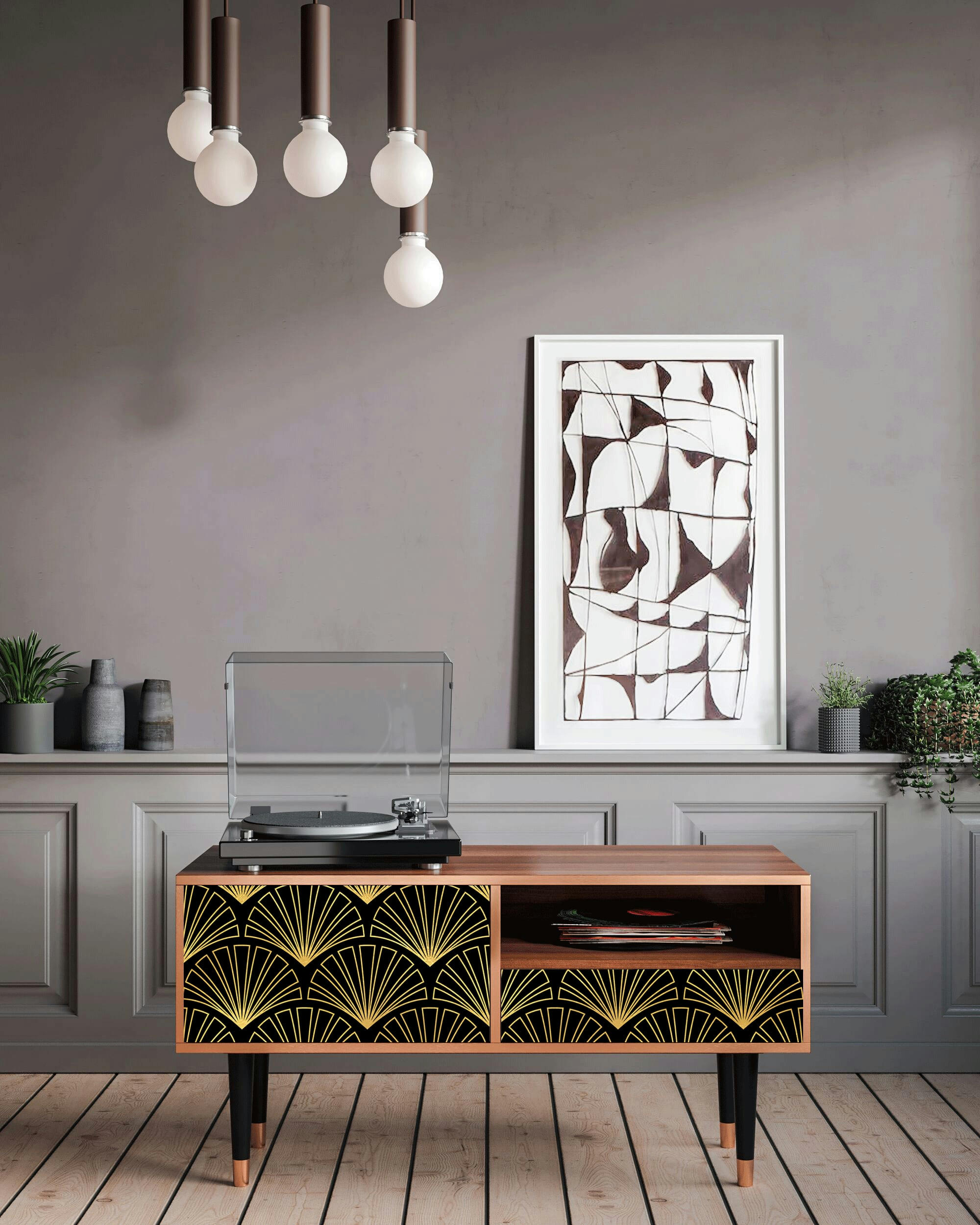 BIRD OF JUNO - Meuble TV  noir 1 tiroir et 1 porte L 115 cm