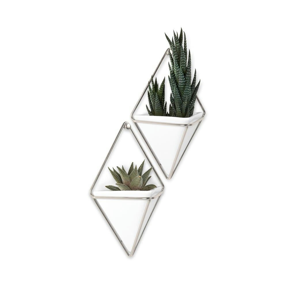 TRIGG - Lot de 2 vases muraux trigg céramique chromé