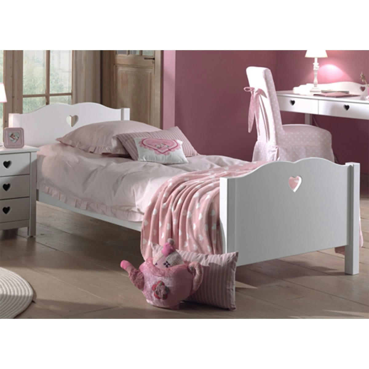 AMORI - Lit 90x200 sommier inclus blanc