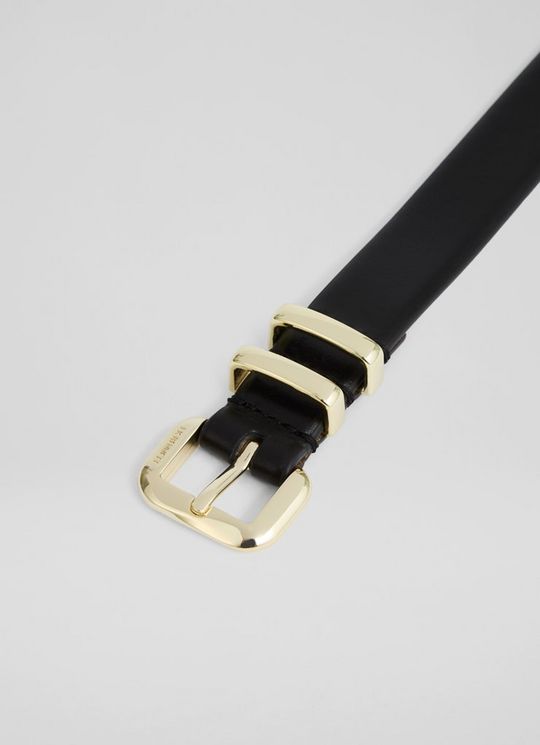 Jodie Black Leather Oloid Buckle Belt
