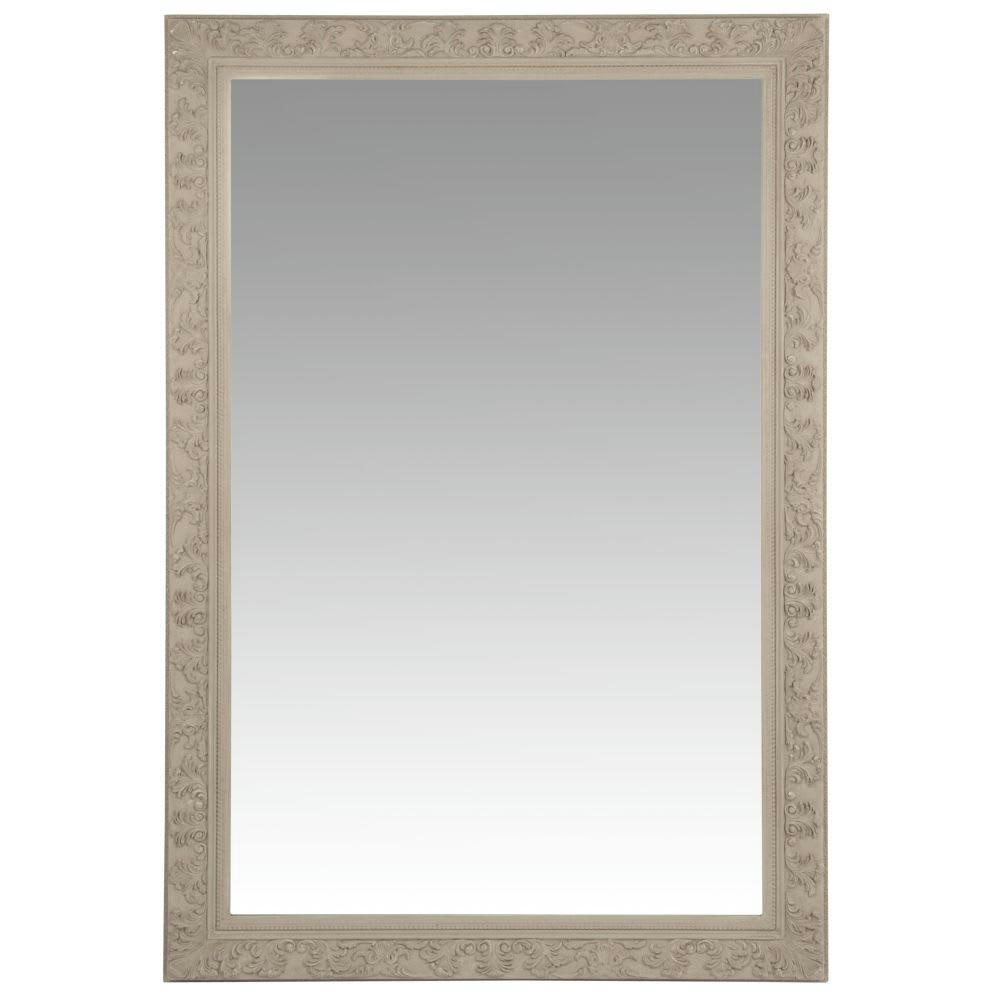 ALIENOR - Grand miroir rectangulaire à moulures beiges 120x180