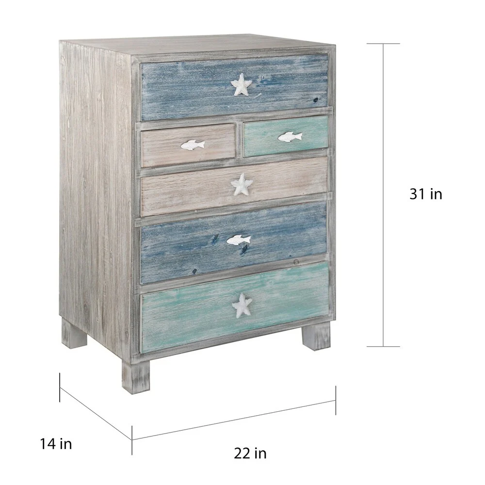 Key West Multi-color Driftwood Nautical 6-drawer Chest