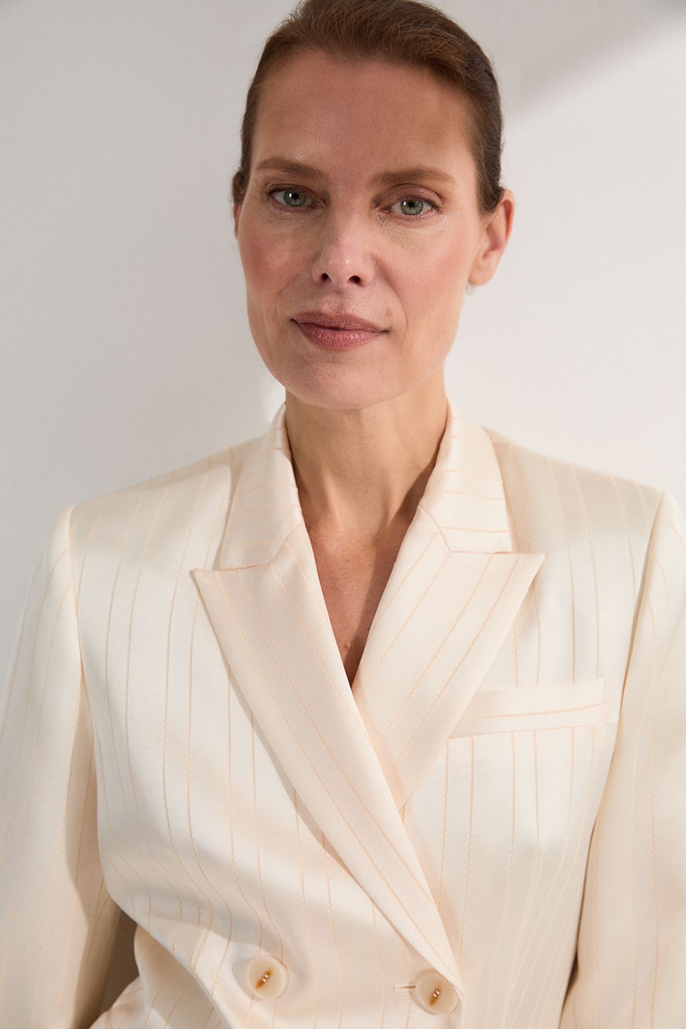KarenMillen Petite Premium Satin Pinstripe Tuxedo Oversized Tailored Blazer