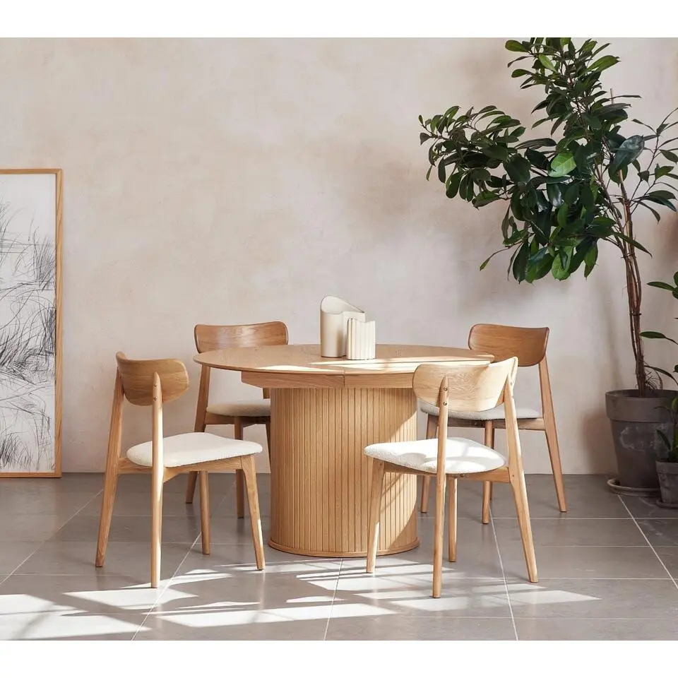 Eettafel Rond Naturel - Uitschuifbaar - &Oslash;120-167cm - Nola