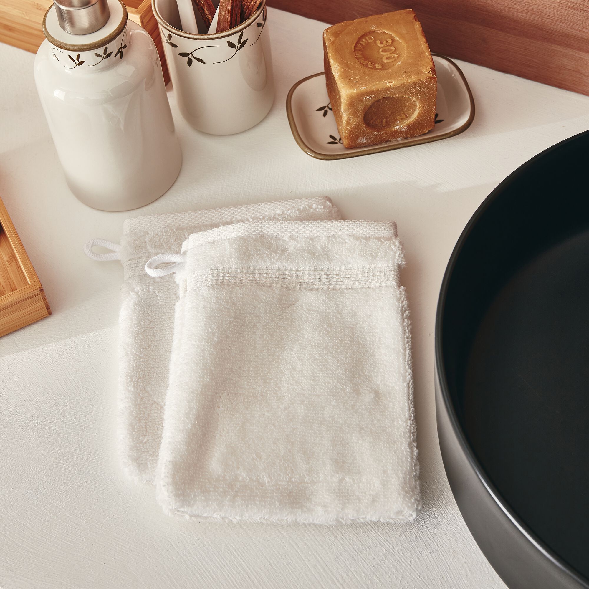 NOUN - Linge de toilette bouclette en coton - blanc ventoux