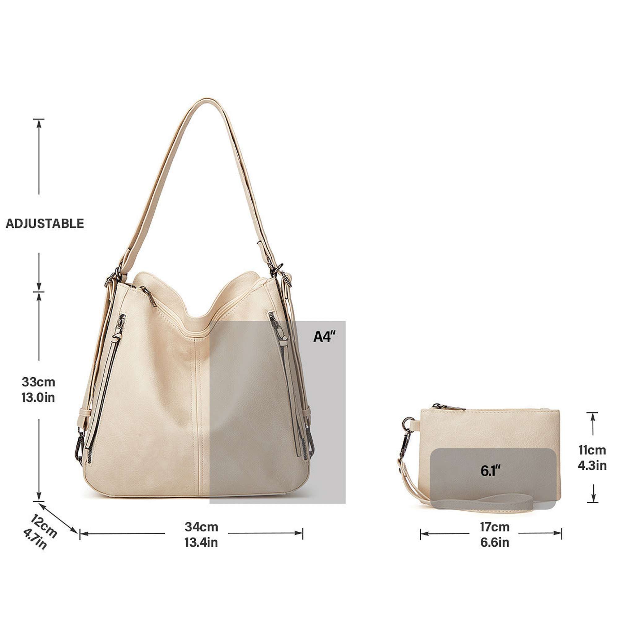Kitise Multifunctional 3-Piece Set Tote/Backpack Shoulder Handbag With Purse Bag