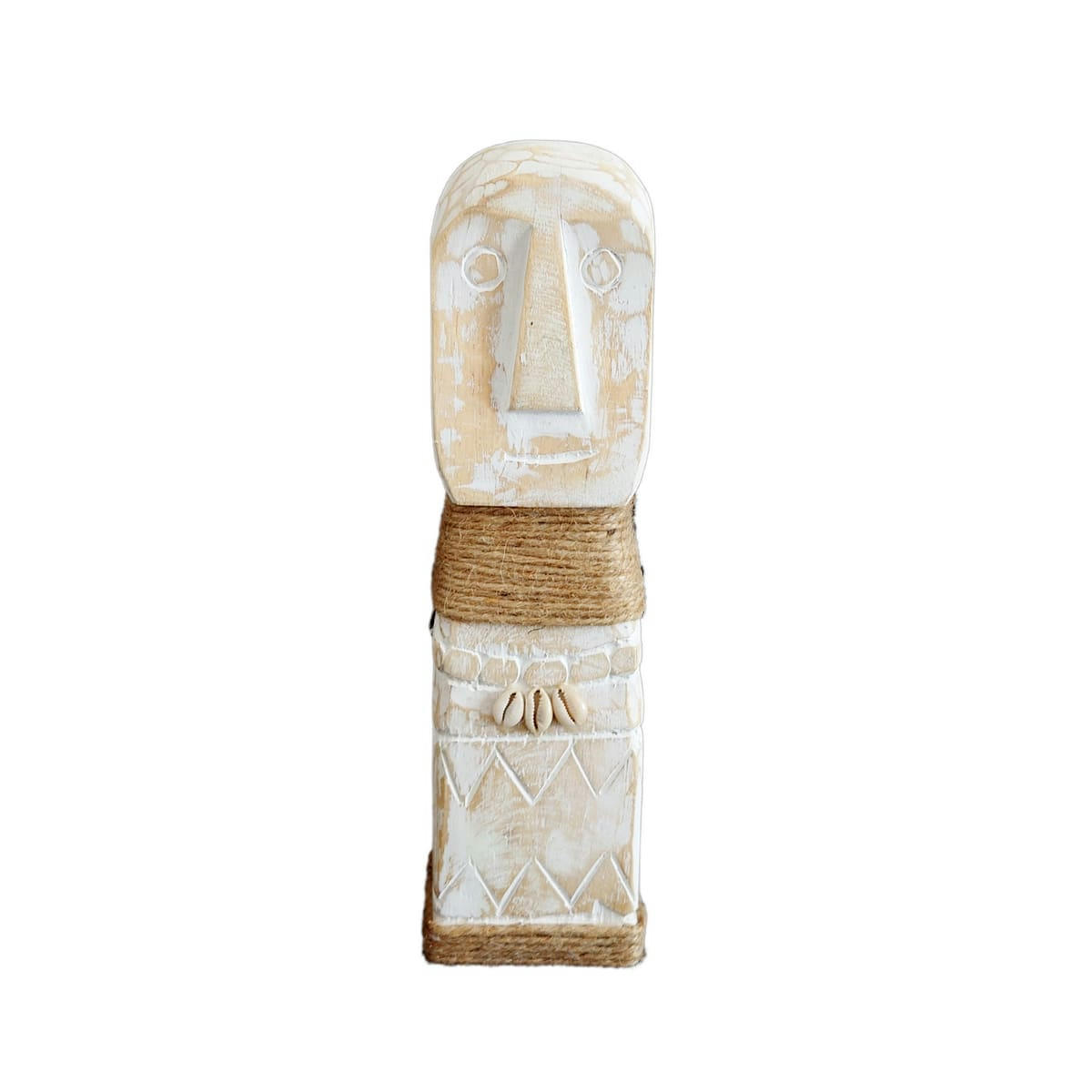 BALIRA - Statue décorative en bois sculpté, beige/blanc H30 cm