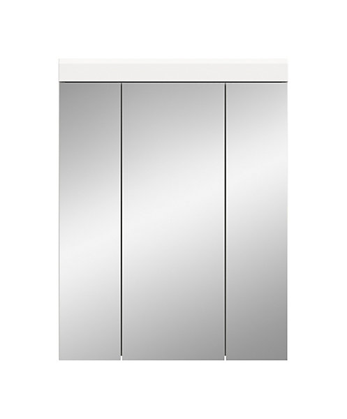 Eteka- Armoire de toilette (L/H/P : 60x79x18 cm) en imitation blanc et blanc brillant profond