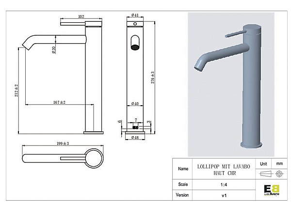 Mitigeur de lavabo chrome Essebagno Lollipop