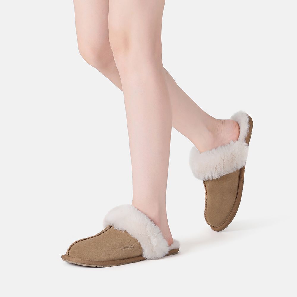 EverAu Australia Real Sheepskin Harrier Slippers with Rubber Sole