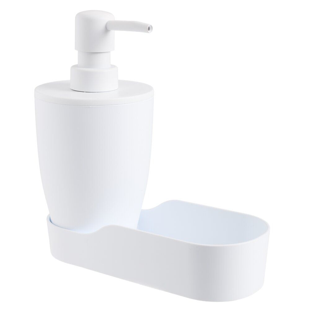 Distributeur de savon plastique avec socle 17,5x8,5xH17cm (2 modèles blanc ou gris)