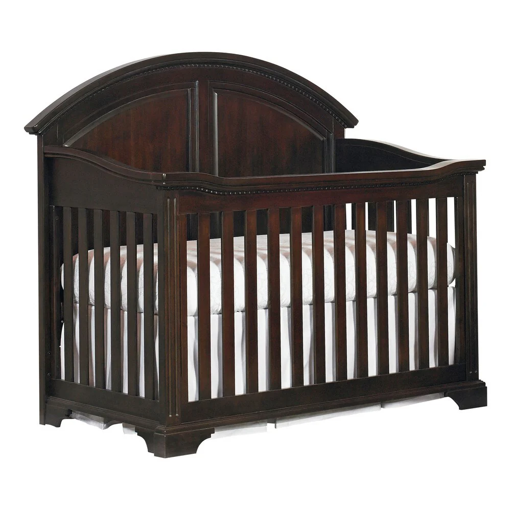 Kinston Espresso Acacia Wood and Metal 4-in-1 Convertible Crib